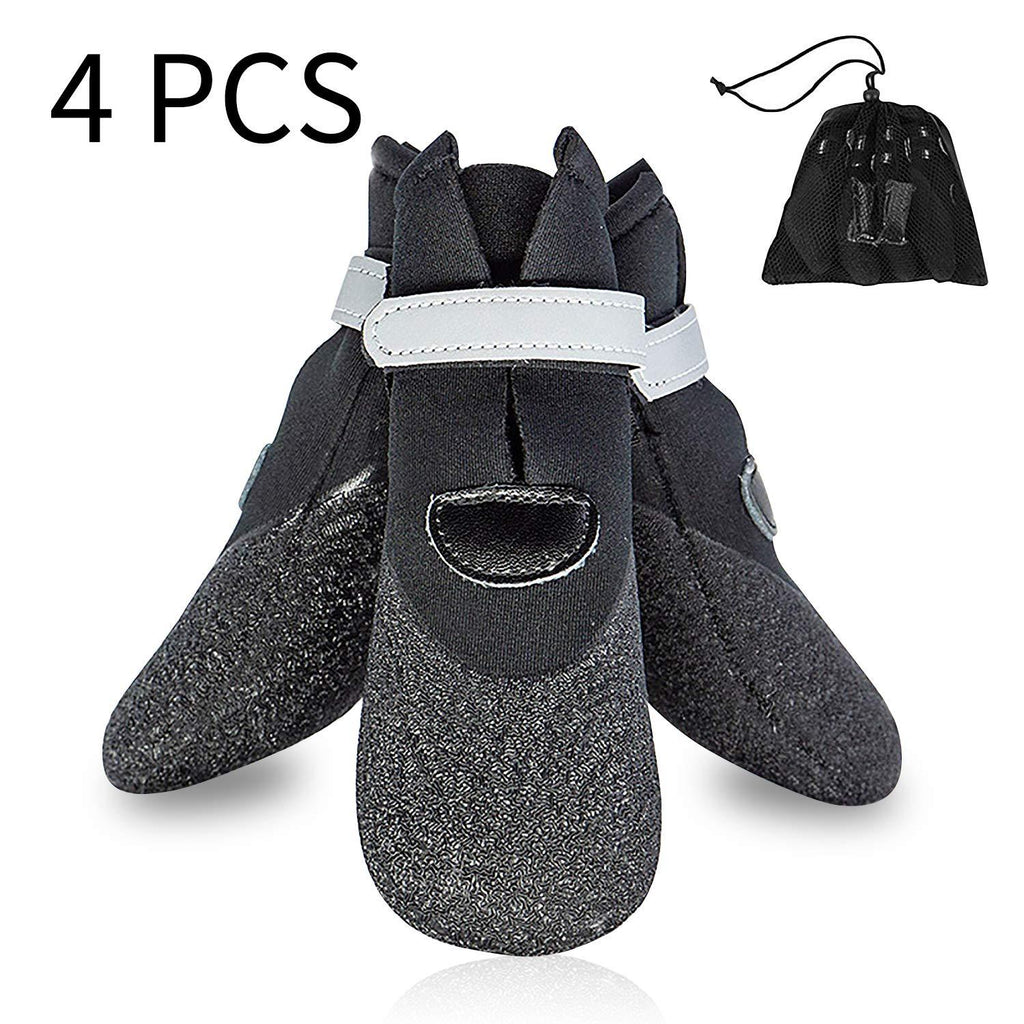 GLE2016 Dog Boot,Waterproof Rugged Pet Dog Shoes Puppy Rain Boots Outdoor Indoor Shoes Large Dog Boots Non Slip Black Rubber Sole Reflective Velcro Strap Breathable Paw Protectors Set of 4 #7 - PawsPlanet Australia