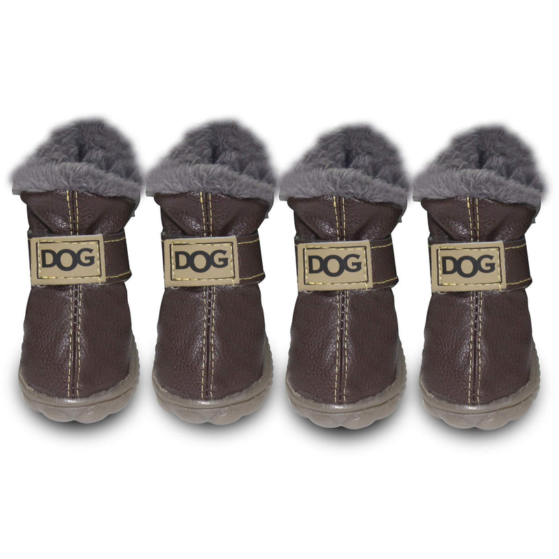 URBEST Dog Boots, 4 Pcs Pet Antiskid Shoes Winter Warm Sneakers, Puppy Dog Shoes, Paw Protectors 4# Brown - PawsPlanet Australia