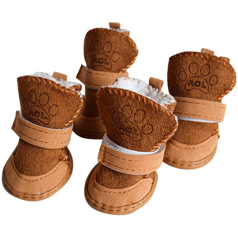 [Australia] - GLE20106 Dog Boots, Anti-Slip Dog Shoes,Detachable Closure Puppy Dog Shoes Boots Pet Antiskid Shoes Winter Warm Skidproof Sneakers, for Small Dog M Brown 
