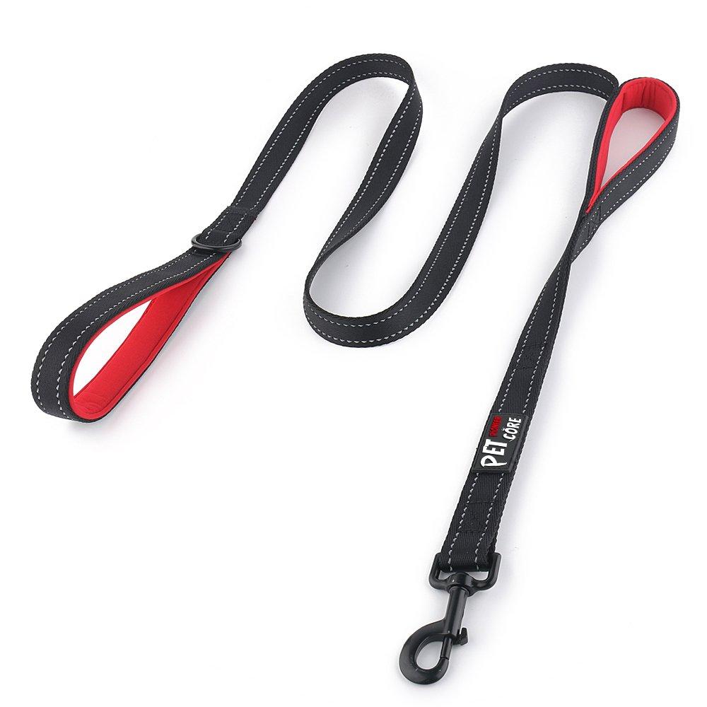 Pioneer Petcore Dog Lead 6ft Long,Traffic Padded Two Handle,Heavy Duty,Reflective Double Handles Lead for Control Safety Training,Leads for Large Dogs or Medium Dogs,Dual Handles Leashes(Black) Black - PawsPlanet Australia