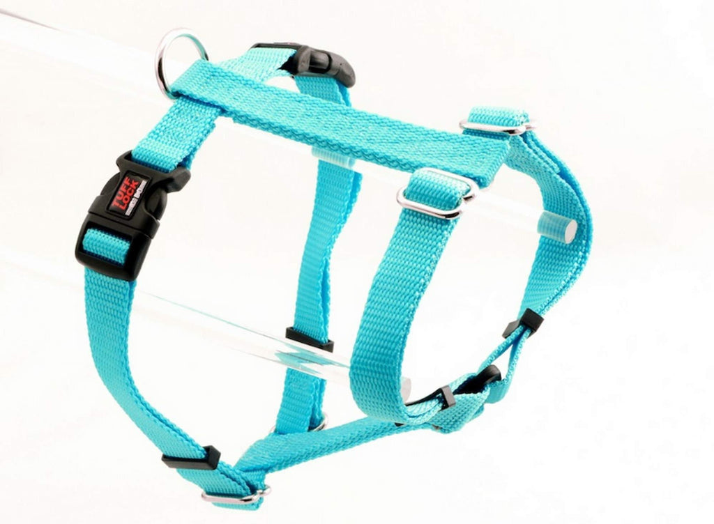 [Australia] - Tuff Lock Durable Figure-H Fully Adjustable Nylon Harness for Dog/Puppy, Made in USA - Figure H-Solids Turquoise XS 