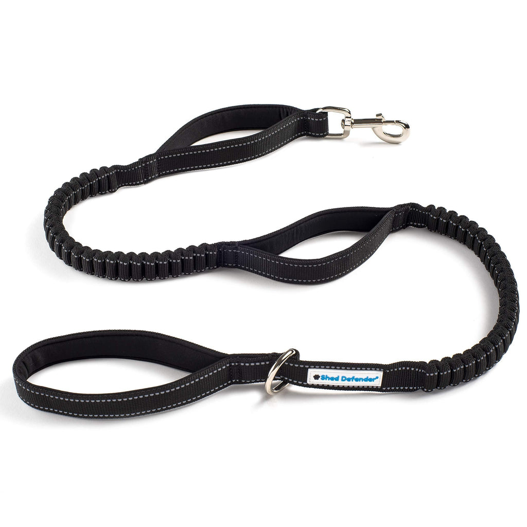 [Australia] - Shed Defender Shock Absorbing Bungee Leash - Three Padded Handles for Traffic Control at Different Lengths, Stretches from 4-7ft, Elastic Dog Leash, Reflective Stitching,training, black, Large, Medium 