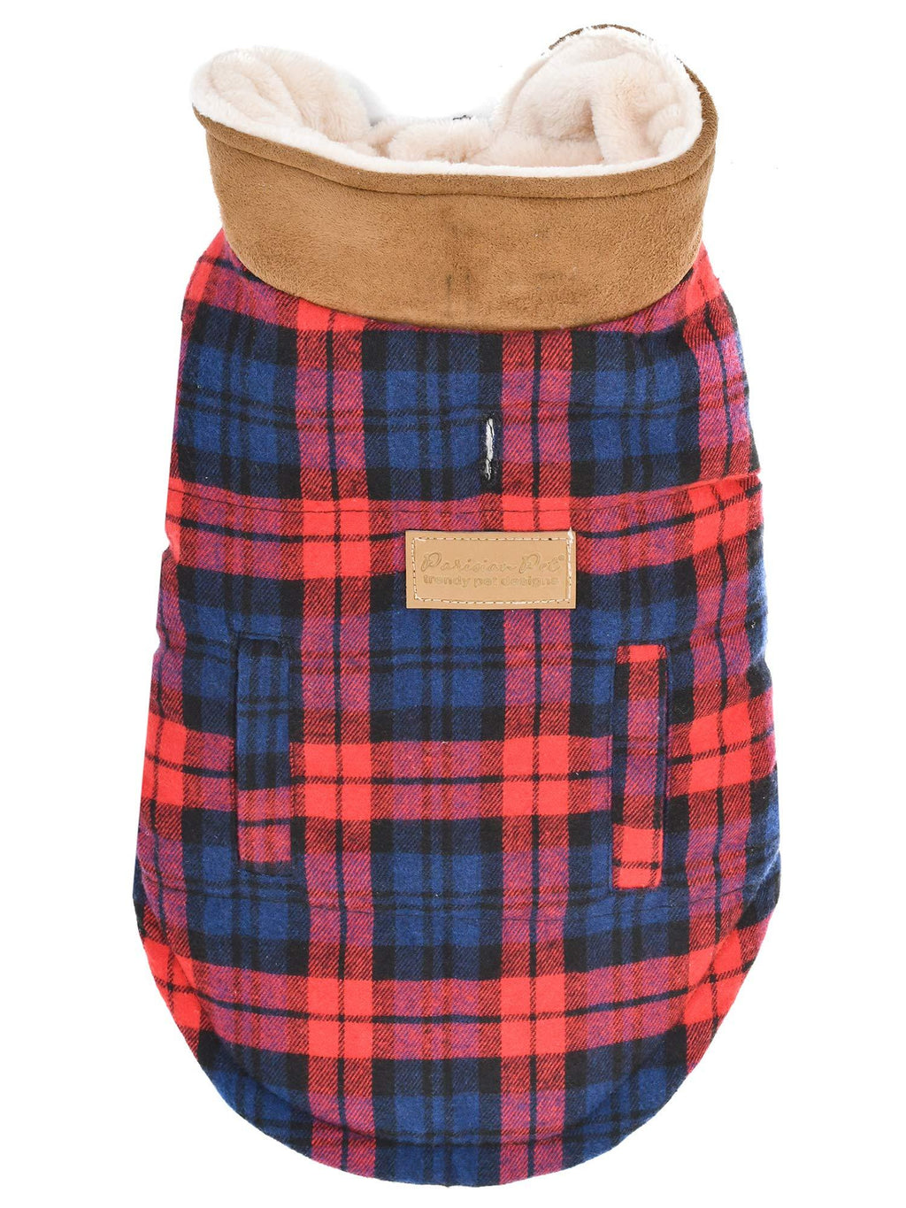 Parisian Pet Dog Coat - Scottish Plaid Jacket with Fleece Lining | Winter Clothing for Dog/Cat/Puppy | Perfect Boy Dog Sweater for Christmas S Scottish Red - PawsPlanet Australia