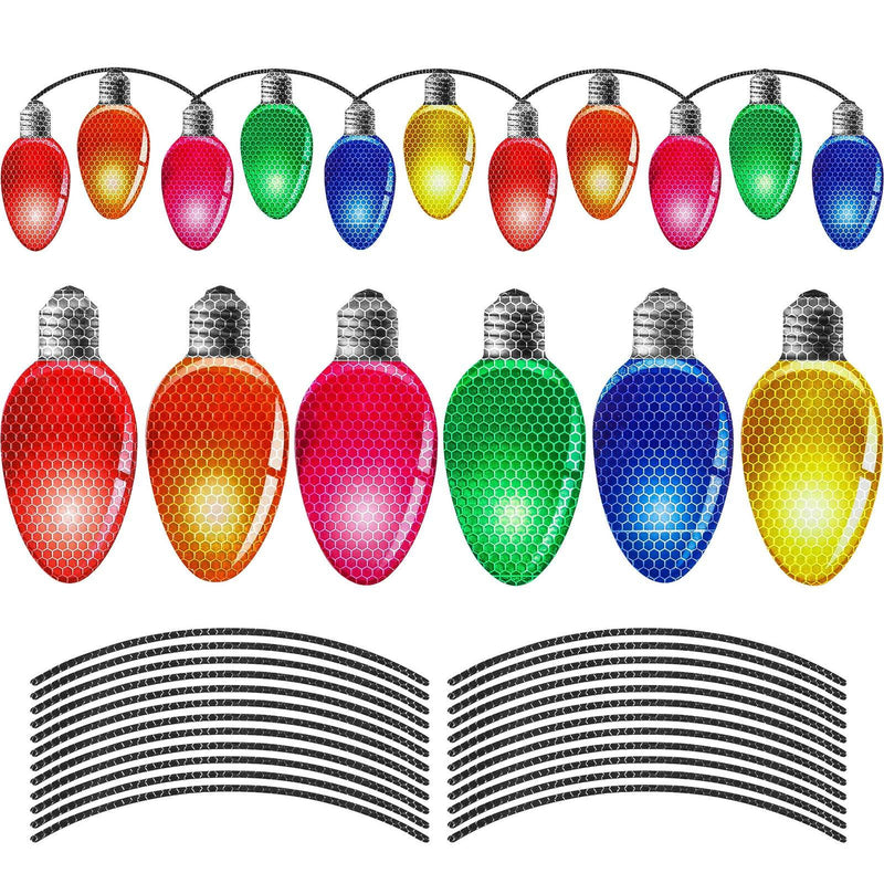 24 Pieces Christmas Car Decoration Magnets Reflective Car Magnets Christmas Light Magnets Sticker for Holiday Refrigerator and Car Decoration with 24 Wires - PawsPlanet Australia