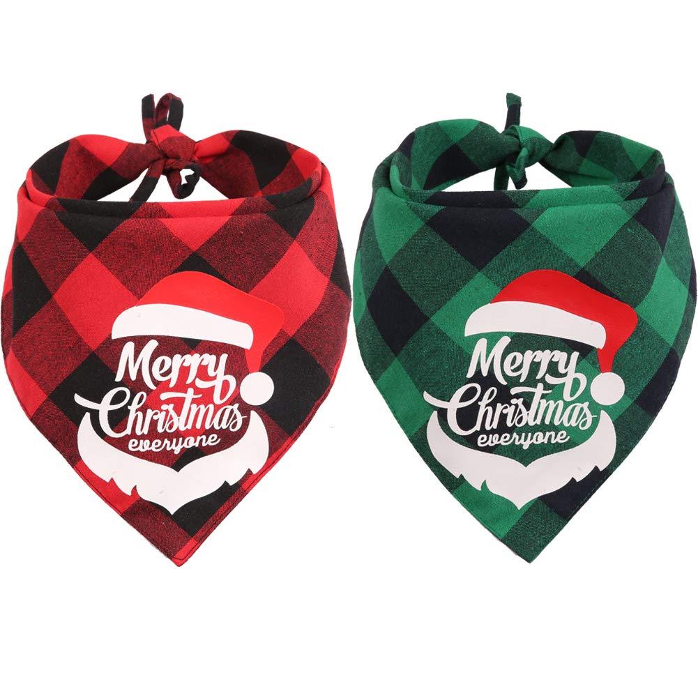 Lamphyface 2 Pack Christmas Dog Plaid Bandana Triangle Bib Set Scarf Accessories for Dogs Cats - PawsPlanet Australia