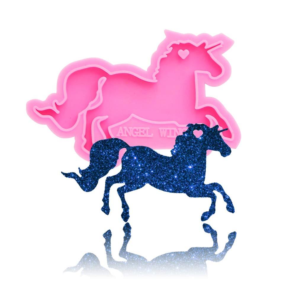 Running Pegasus Unicorn Horse Shaped Keyring Tag Keychain Silicone Mold with Hole DIY Gum Paste Jelly Shots Ice Cream Fondant Mold Cupcake Cake Topper Decoration Desserts Candy Pudding Crystal - PawsPlanet Australia
