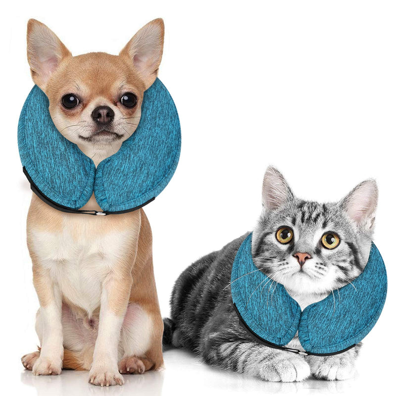 MIDOG Dog Cone Collar for After Surgery, Pet Inflatable Collar Soft Protective Recovery Cone for Dogs and Cats to Prevent Pets from Touching Stitches, Wounds and Rashes X-Small(Neck:5"-8") Blue - PawsPlanet Australia