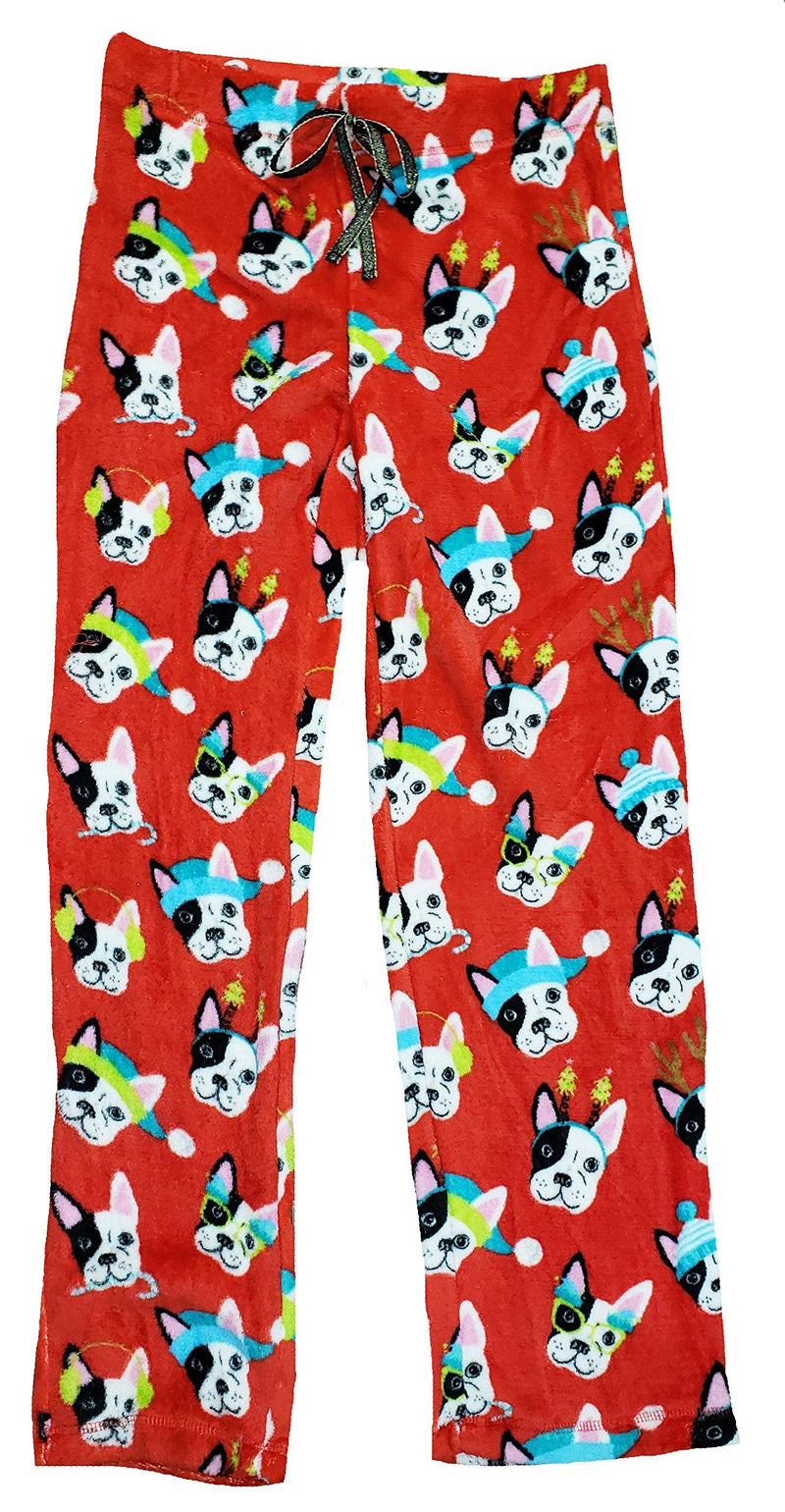 [Australia] - Christmas Puppy Dog Heads Red Superminky Fleece Lounge Sleep Pants - Large 