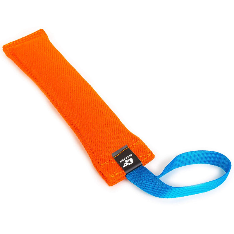 K9 Dog Bite Tug Toy - Made of Durable & Tear-Resistant French Linen - Perfect for Tug of War, Fetch & Puppy Training - Ideal for Medium to Large Dogs - Tough Pull Toy with Strong Handle & Stitching Orange Bite Tug with Blue Handle - PawsPlanet Australia