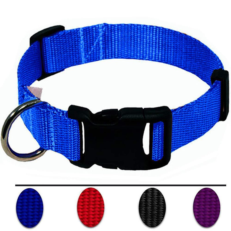 [Australia] - AEDILYS Adjustable Nylon Dog Collar,Classic Solid Colors for Small Sized Dogs Neck. Blue S-(11-17) inch 