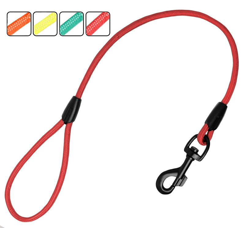 [Australia] - Luna&Max Short Dog Leash Rope 20 inch Length x 9/32 inch, Strong Mountain Climbing Lead, Training Leashes with Carabiner Hook for Medium and Large Dogs Red 