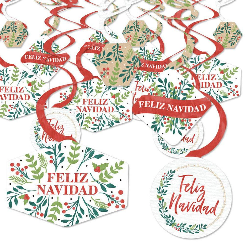 Big Dot of Happiness Feliz Navidad - Holiday and Spanish Christmas Party Hanging Decor - Party Decoration Swirls - Set of 40 - PawsPlanet Australia