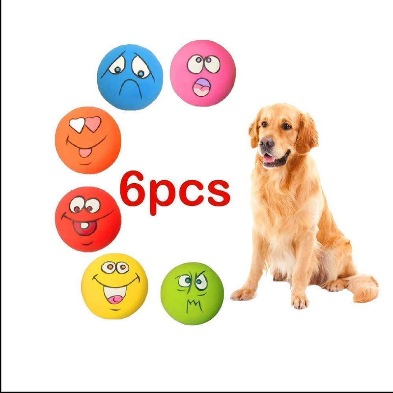 [Australia] - MINIDIO Squeaky Balls for Dogs-Latex Dog Toys with squeakers Emoji Dog Toy sqeeky Balls for Dogs Dog Squeaky Balls 