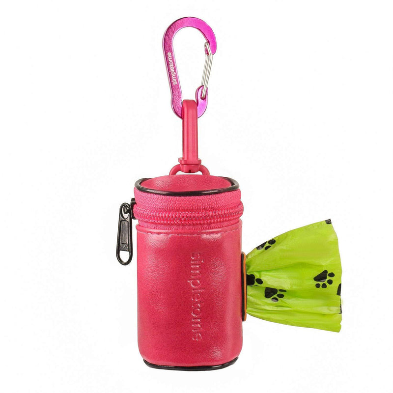 [Australia] - simpletome Dog Waste Bag Dispenser for Leash Belt Waterproof 1680D Oxford YKK Zipper PU Leather Pink 