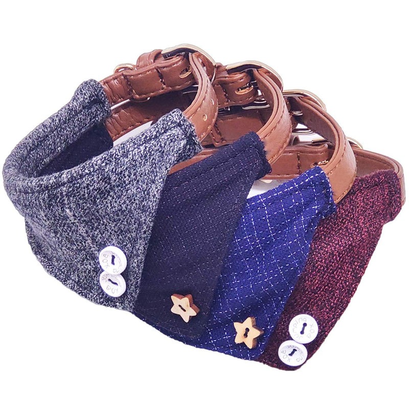 [Australia] - MayPaw Dog Bandana Collar, Cute British Style Soft Puppy Cats Leather Triangle Collar for X-Small Small Medium -Sized Pets XS: 9-11"neck*0.5"wide navy 