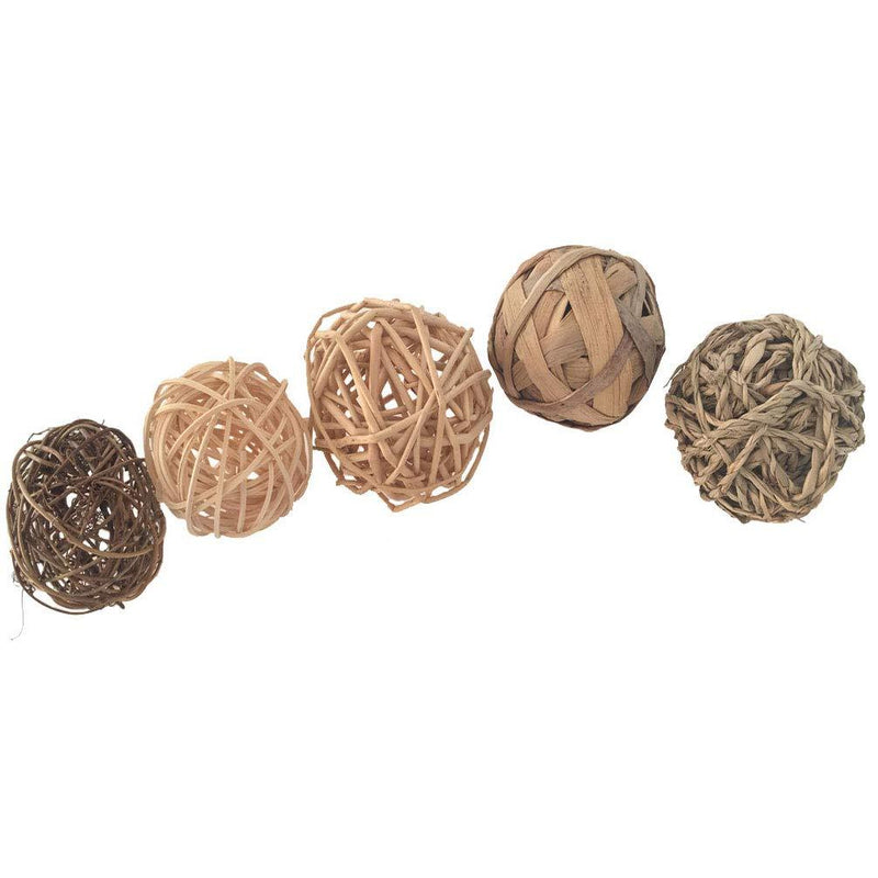 [Australia] - emours Hand Woven Grass Play Ball Chew Toy for Rabbits Bunny Guinea Pigs Hamster Gerbils Small Pet, 5 Pack 