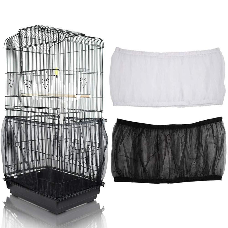 [Australia] - ASOCEA Bird Cage Seed Catcher Parrot Cage Mesh Skirt Universal Birdcage Cover Birdseed Nylon Net Guard Extra Large - Black&White (Not Include Birdcage) 