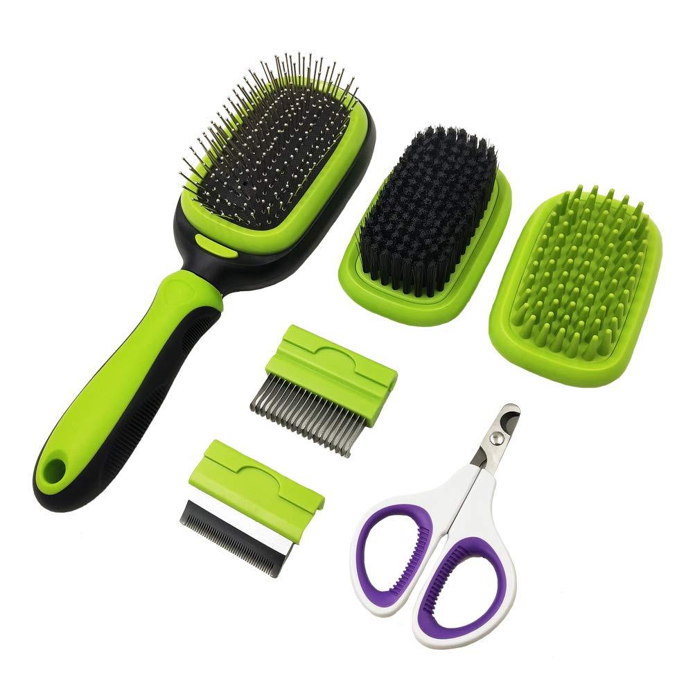 [Australia] - PetHaven Dog Brush & Cat Brush 5 in 1 Pet Grooming Kit Shedding De-Matting Slicker Comb for Undercoat Long Short Haired Small Medium Large-Pet Hair Remover Dog Accessories & Dog Nail Trimmer 