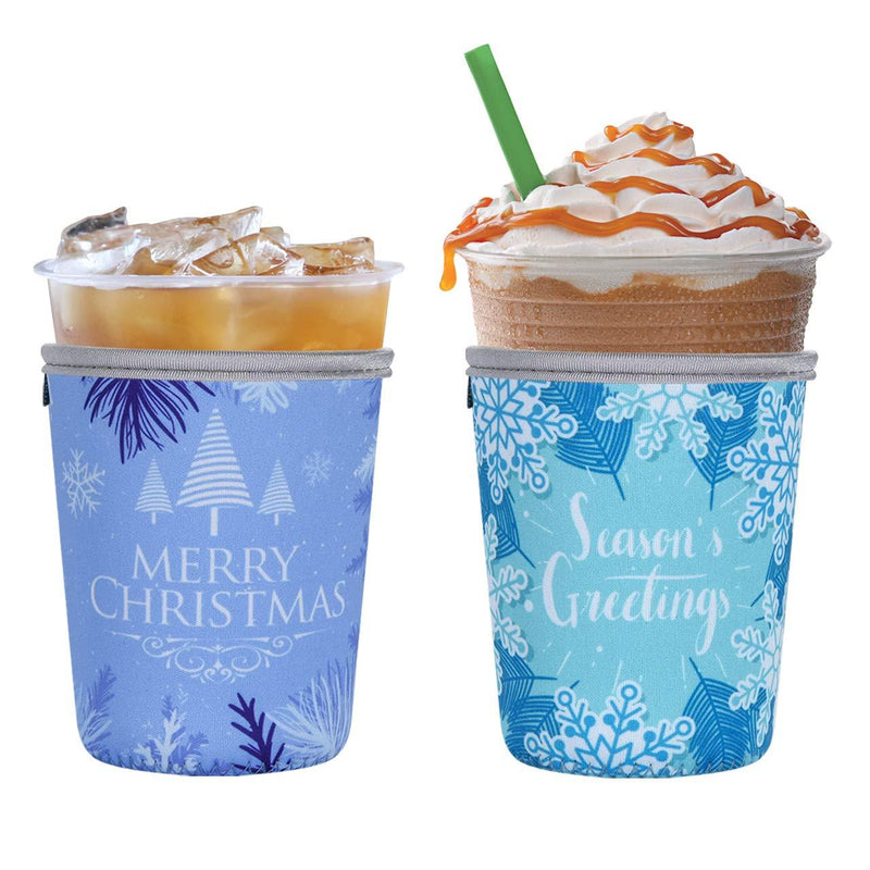 Beautyflier Pack of 2 Insulated Neoprene Ice Coffee Sleeve Anti-Slip Cup Holder for Cold Beverages Starbucks Coffee, Dunkin Donuts (Christmas Decorations, Medium (20-22oz)) Christmas Decorations Medium (20-22oz) - PawsPlanet Australia