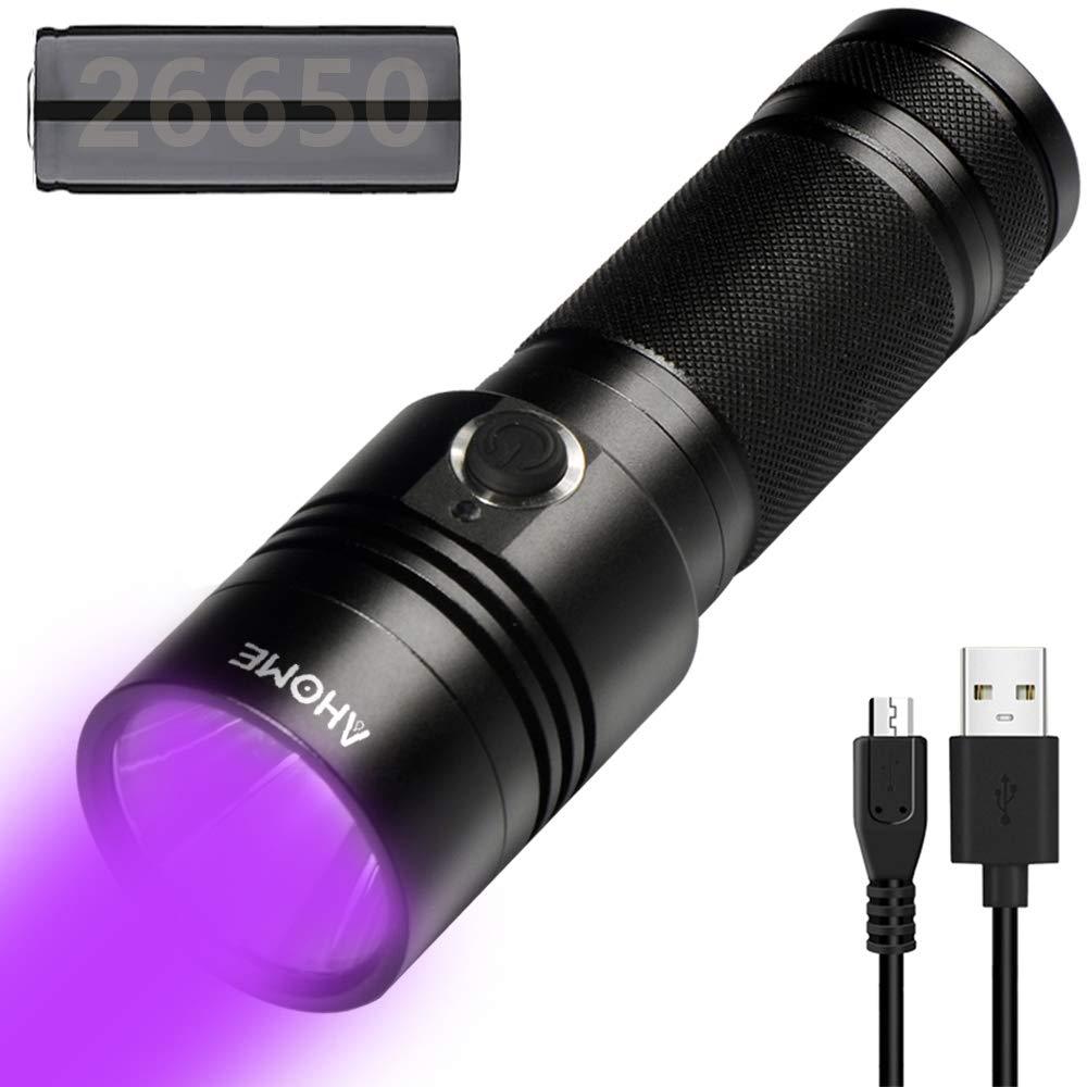 [Australia] - AHOME V3 UV Blacklight Flashlight [USB Rechargeable] 10W Black Light 395nm Ultraviolet LED Lamp, Scorpion Finder & Pet Urine Detector with [5000mAh Battery] and Charging Cable 