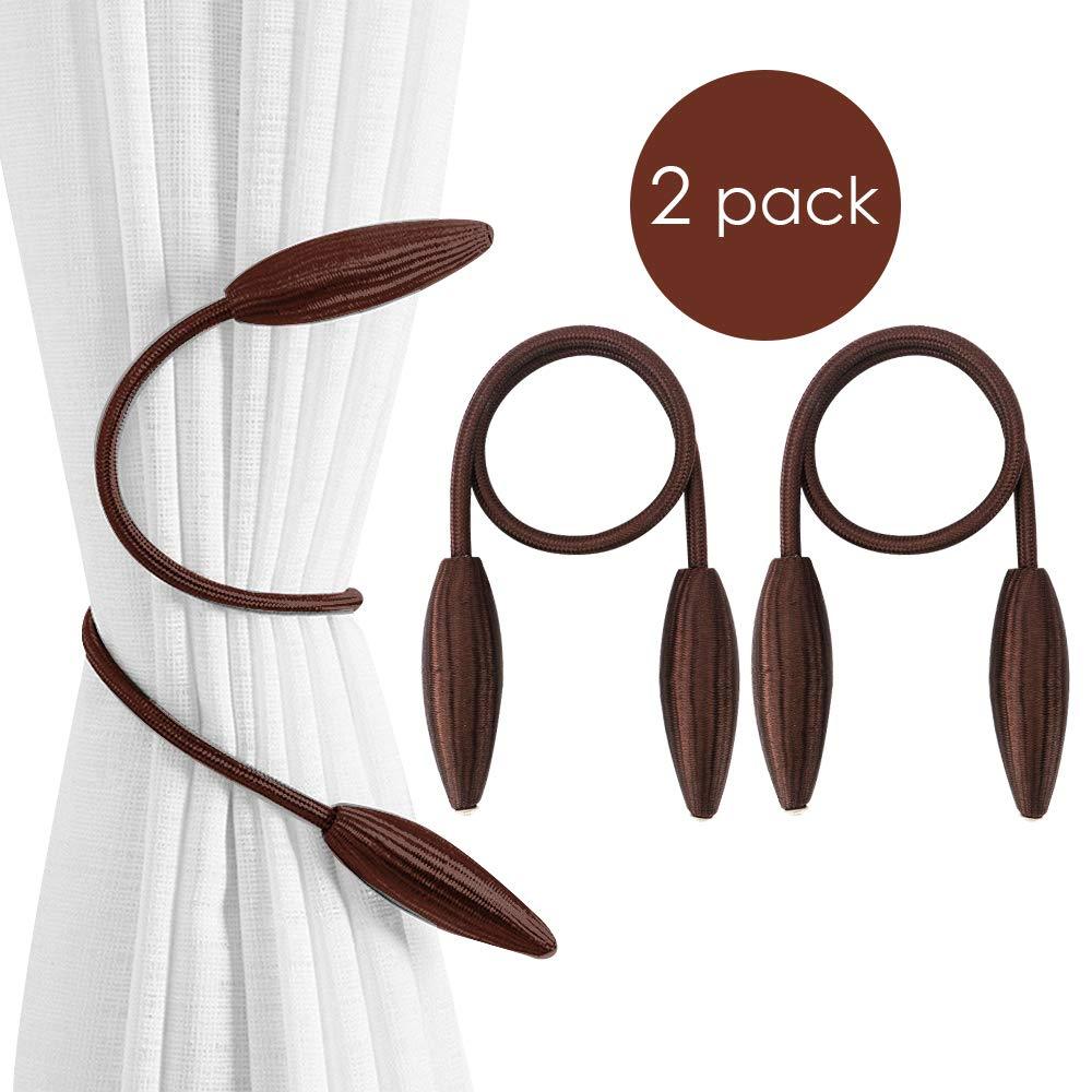 [Australia] - 2 Pack Curtain Tiebacks, 2019 New Convenient Drape Tieback, Decorative Rope Holdback Holder for Home Office Decoration (Deep Brown) Deep Brown 