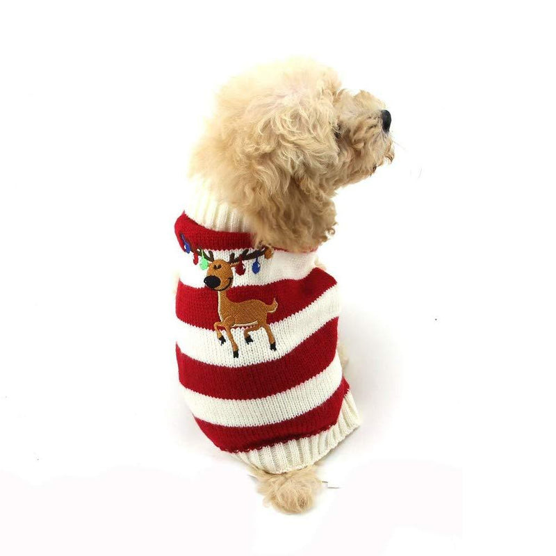 [Australia] - Cuteboom Dog Winter Reindeer Sweater Cat Sweater Pet Christmas Elk Bells Sweaters Halloween Reindeer for Small Dog and Cat S Red 