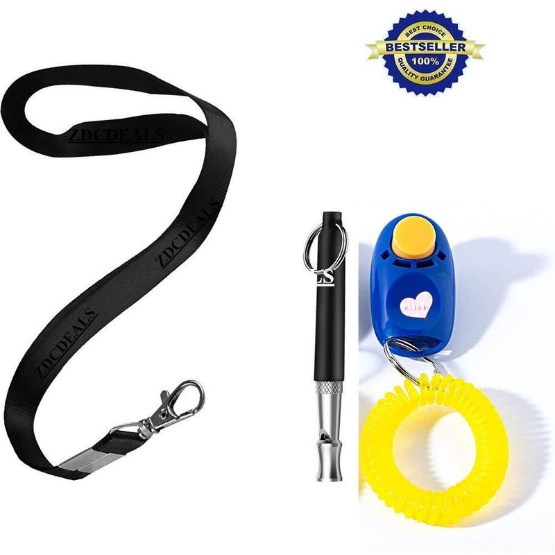 [Australia] - ZDCDEALS Pets Dog Whistle and Dog Clicker Set, Ultrasonic Dog Whistle to Stop Barking, Whistle with Lanyard & Dog Training Clicker, Best Dog Training Whistle & Silent Dog Whistle, Adjustable Frequency 