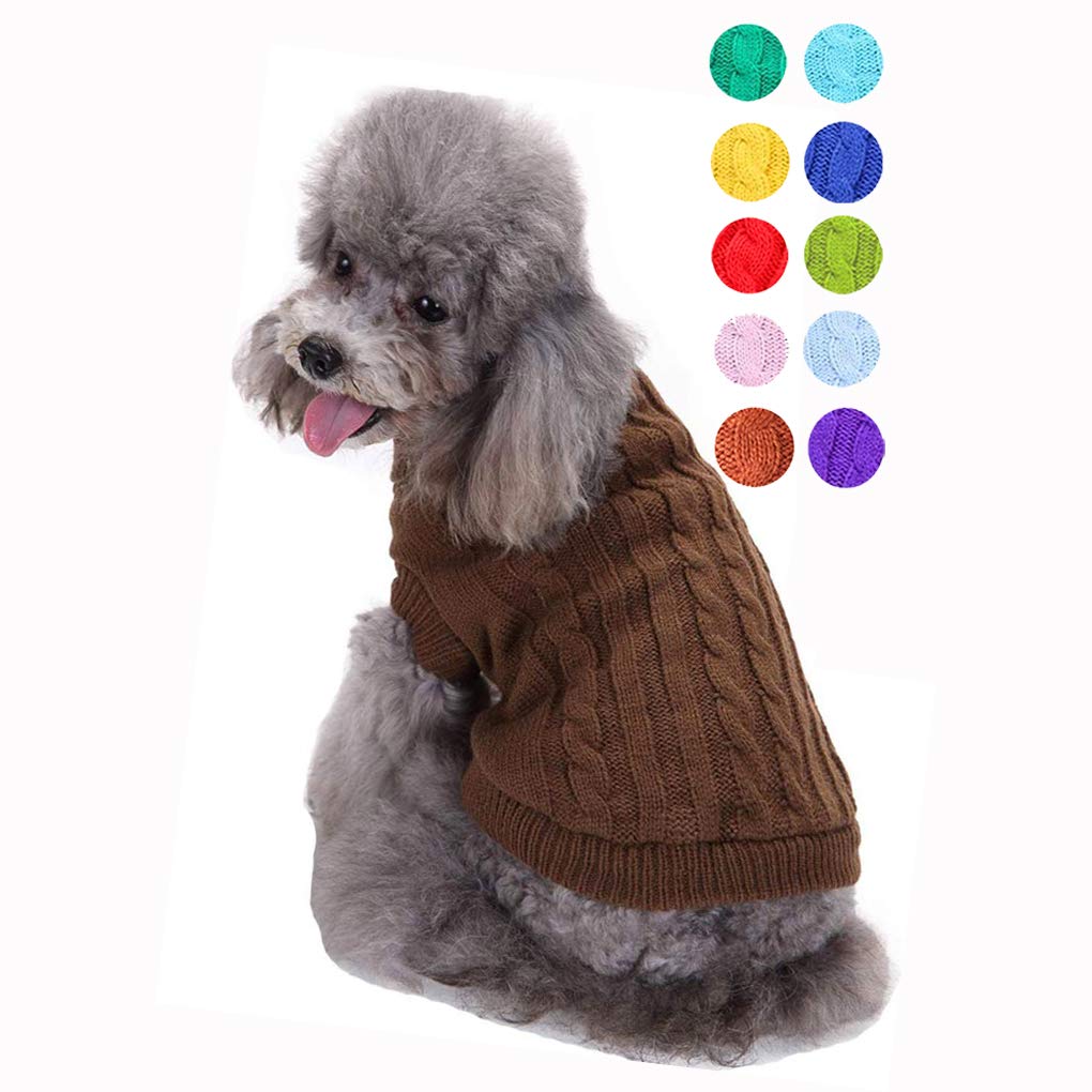 Dog Sweater, Warm Pet Sweater, Dog Sweaters for Small Dogs Medium Dogs Large Dogs, Cute Knitted Classic Cat Sweater Dog Clothes Coat for Girls Boys Dog Puppy Cat XX-Small Brown - PawsPlanet Australia