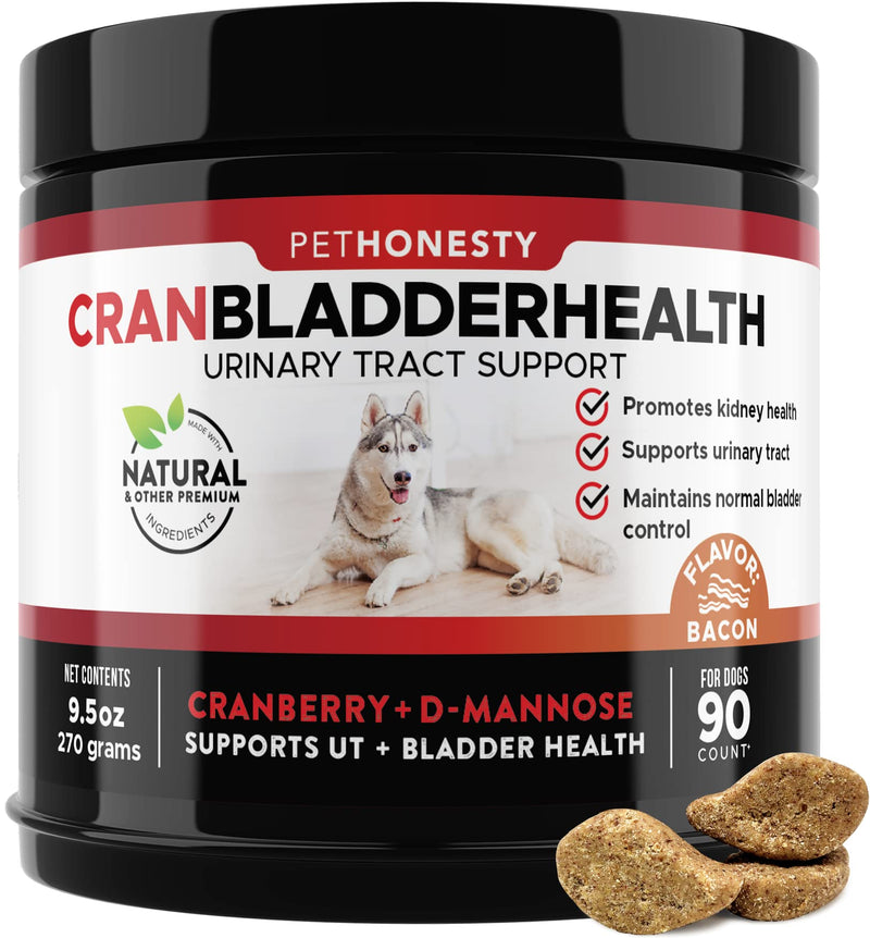 PetHonesty Cranberry for Dogs - Soft Chew Supplements, Kidney and Bladder Support, Dog UTI - Urinary Tract Health UT Incontinence, Immune System Support, D-Mannose, Marshmallow, & Echinacea Bacon - PawsPlanet Australia