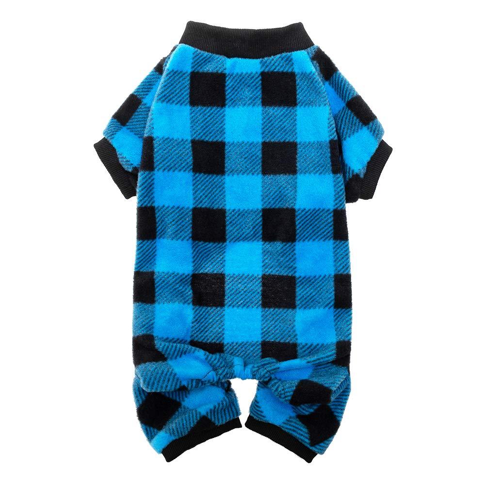 KOOLTAIL Dog Pajamas Plaid Pet Sweater for Winter Doggie Clothes - Soft Warm and Fashion Suitable for Small Medium Large Dogs Puppy Blue - PawsPlanet Australia