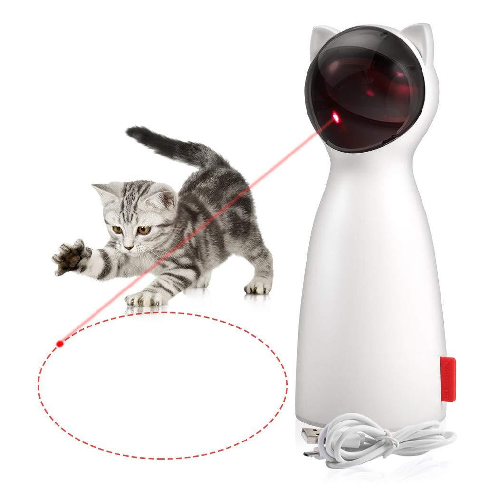 [Australia] - ZOTO Cat Laser Toy, Automatic Rotating Laser Pointer for Cats, USB/Battery Charging Operated Pet Training Exercise Chaser Tool with 5 Adjustable Modes (White) 