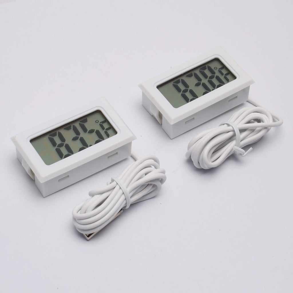 [Australia] - DEVMO 2PCS Digital LCD Thermometer Temperature Gauge Aquarium with Probe for Vehicle Reptile Terrarium Fish Tank Refrigerator(Fahrenheit) White 