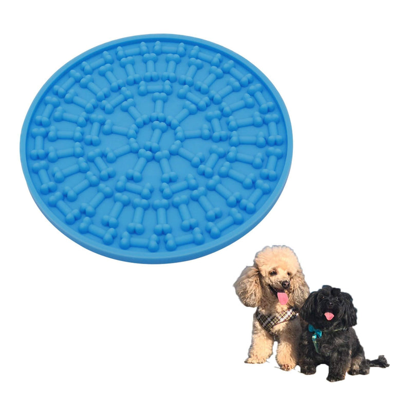 [Australia] - FADDA Dog Lick Mat Dispensing Mat with Suction, Slow Feeder, Lick Pad Suction to Wall for Pet Bathing Grooming Training Blue 