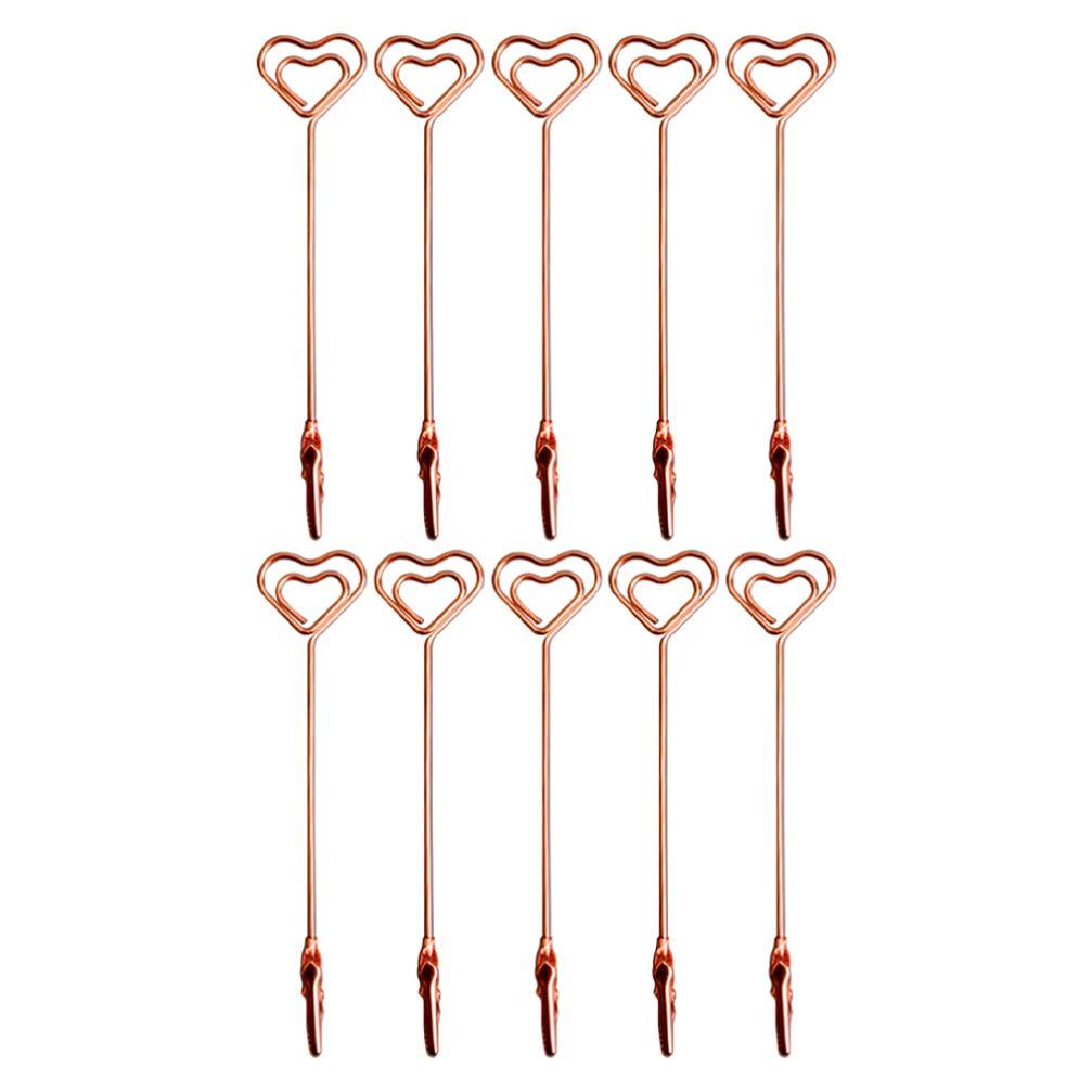 SUPVOX 10pcs Place Card Holders Double End Wire Card Holder Metal Wire Alligator Clamp Photo Clip for Christmas Decoration Rose Gold Heart - PawsPlanet Australia