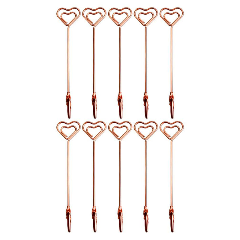 SUPVOX 10pcs Place Card Holders Double End Wire Card Holder Metal Wire Alligator Clamp Photo Clip for Christmas Decoration Rose Gold Heart - PawsPlanet Australia