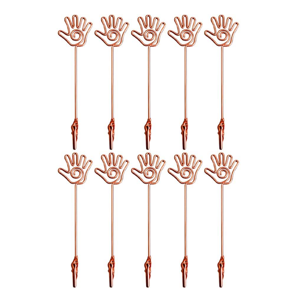 SUPVOX 10pcs Place Card Holders Double End Wire Card Holder Metal Wire Alligator Clamp Photo Clip for Christmas Decoration Rose Gold Palm - PawsPlanet Australia