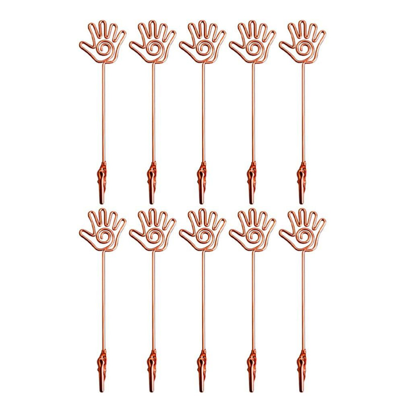 SUPVOX 10pcs Place Card Holders Double End Wire Card Holder Metal Wire Alligator Clamp Photo Clip for Christmas Decoration Rose Gold Palm - PawsPlanet Australia