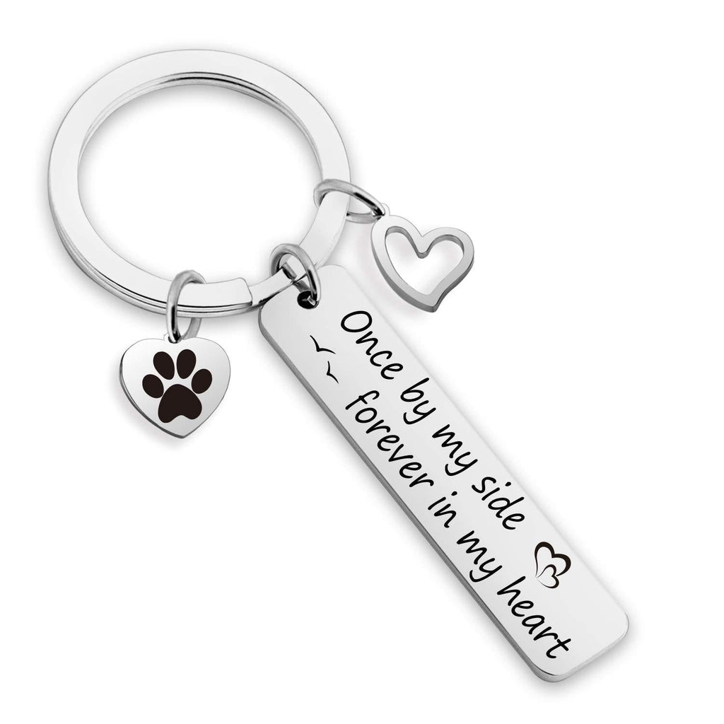[Australia] - EIGSO Memorial Keychain Once by My Side Forever in My Heart Loss of Gift for Pet Lover Memorial Jewelry Dog Passing Keychain Cat Dog Charm Keychain Pet Lose Keychain(Once by Side pet KR) 