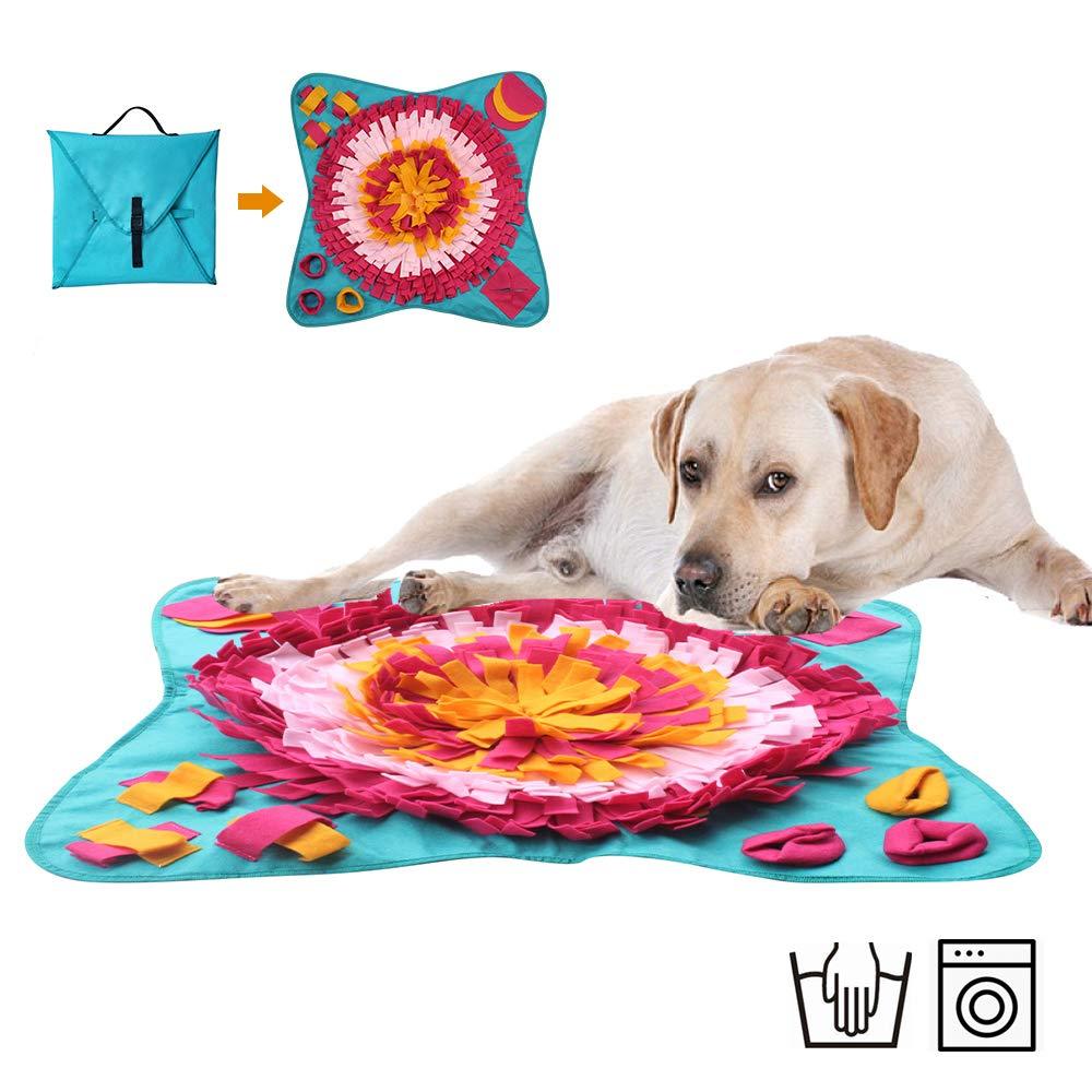 [Australia] - Dog Feeding Mats Snuffle Mats(28"x28"), Dog Training Mats Dog Puzzle Toys, Nosework Blanket, Cat Snuffle Mat for Stress Release, Durable and Machine Washable, Ecourage Natural Feeding Skill 