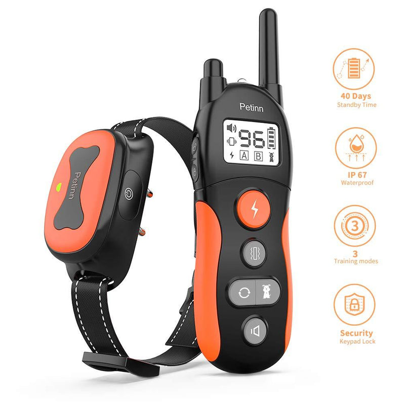 [Australia] - PetInn Dog Training Collar, 3 Training Modes Beep Vibration and Electric Shock, 0~99 Shock Adjust Levels, Long Standby Time, IP67 Waterproof, 660 Yards Remote Control with Keypad Lock, Safer & Humane 