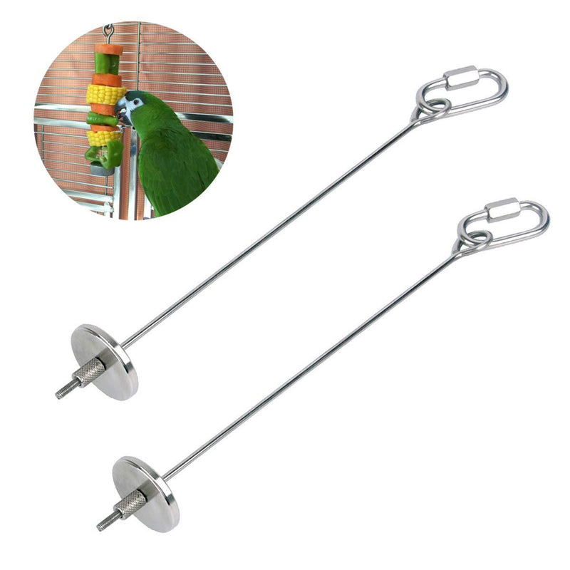 [Australia] - Bird Food Holder Stainless Steel Fruit Vegetable Stick Skewer for Parrots Cockatoo Cockatiel Cage Treating Tool 2 PCS-L 