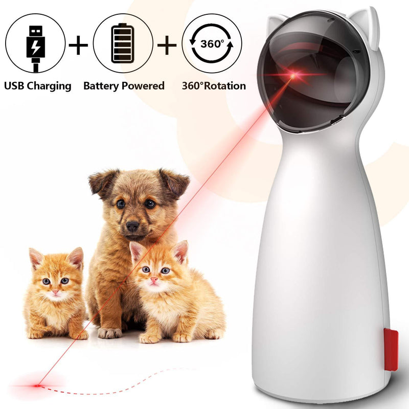 [Australia] - goopow Cat Toy Automatic, Interactive Laser Toy for Kitten Dogs-USB Charging/Battery Powered, Placing High,5 Random Pattern,Automatic On/Off and Silent, Fast/Slow Light Flashing Mode 