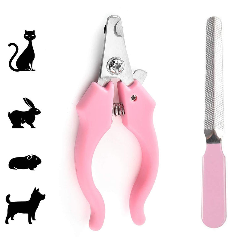 [Australia] - JHCome Professional Stainless Steel Nail Trimmer + Filer for Kittens and Puppy, Best Cat Nail Clippers & Dog Claw Trimmer for Professional Grooming Tool Kit (Pink). 