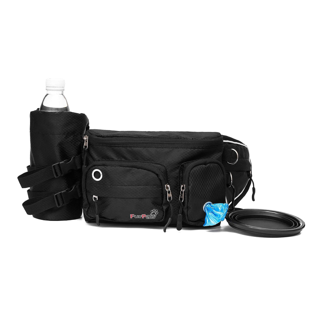 [Australia] - FurPals Dog Treat Waist Bag - Fanny Pack for Training and Walking Small-Medium Dogs - Lightweight, Sturdy Design - Poop Bag Dispenser, Bottle Holder, Collapsible Water Bowl, D Ring Leash Attachment 