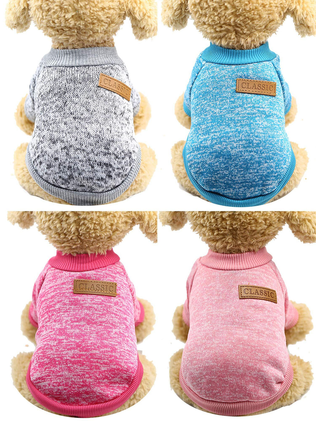 [Australia] - SATINIOR 4 Pieces Winter Pet Clothing Puppy Classic Warm Sweater Thick Puppy Coat Puppy Knitwear Clothes（M 