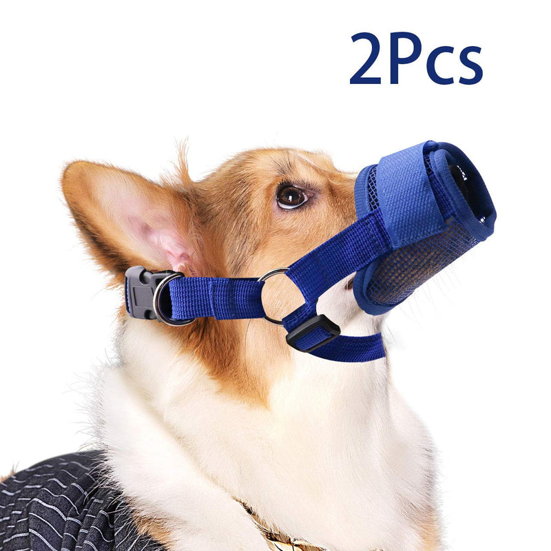 [Australia] - QiCheng&LYS Pet Dog Mouth Covers Comfortable Breathable Nylon Mesh Muzzles Anti-Biting Barking Dog Safety Mask with Adjustable 5 Colors Available Blue XL 