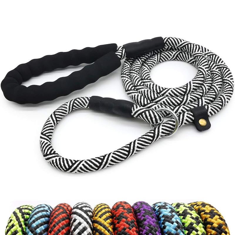 Mycicy Durable Rope Slip Collar Choke Dog Lead- Extremely Comfortable Handle No-Pull Pet Training Leash for Medium and Large Dogs-1.5mx12mm (1/2" x 5Ft, Black-B) 1/2" x 5Ft - PawsPlanet Australia