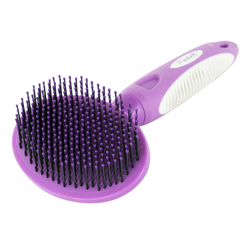 Round Bristle Pet Brush for Dogs and Cats - Gentle Grooming for Short or Long Hair - Soft Tool for Sensitive Skin Removes Dander, Dirt, and Detangles - Purple - PawsPlanet Australia