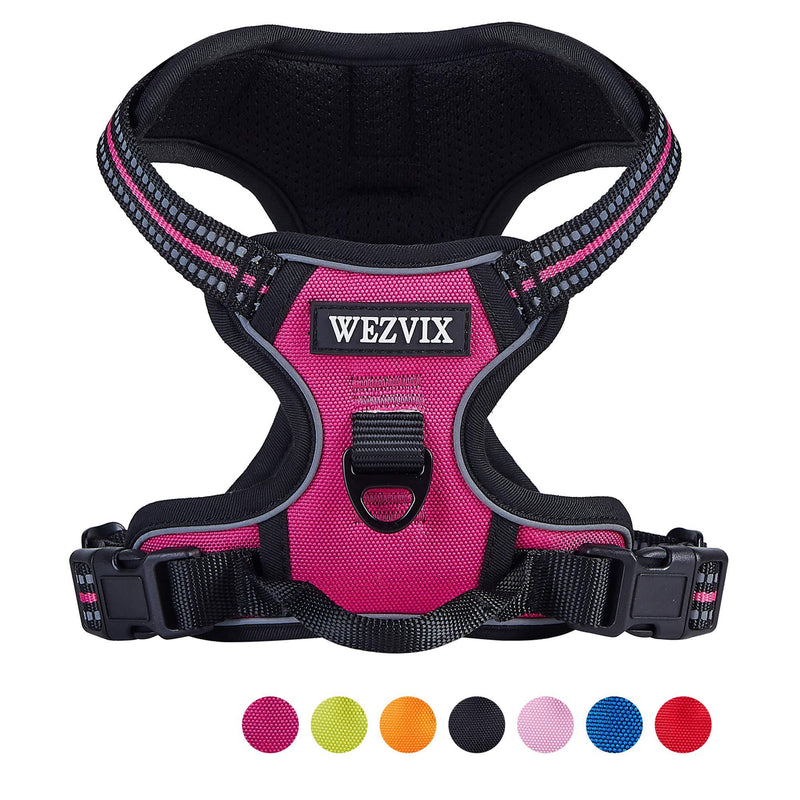 [Australia] - WEZVIX Dog Harness and Leash Set, Pet Harness with Leash Adjustable Outdoor Pet Vest Set Reflective Oxford Material Vest Harness for Small Medium Large Dogs Easy to Control Rose Red 