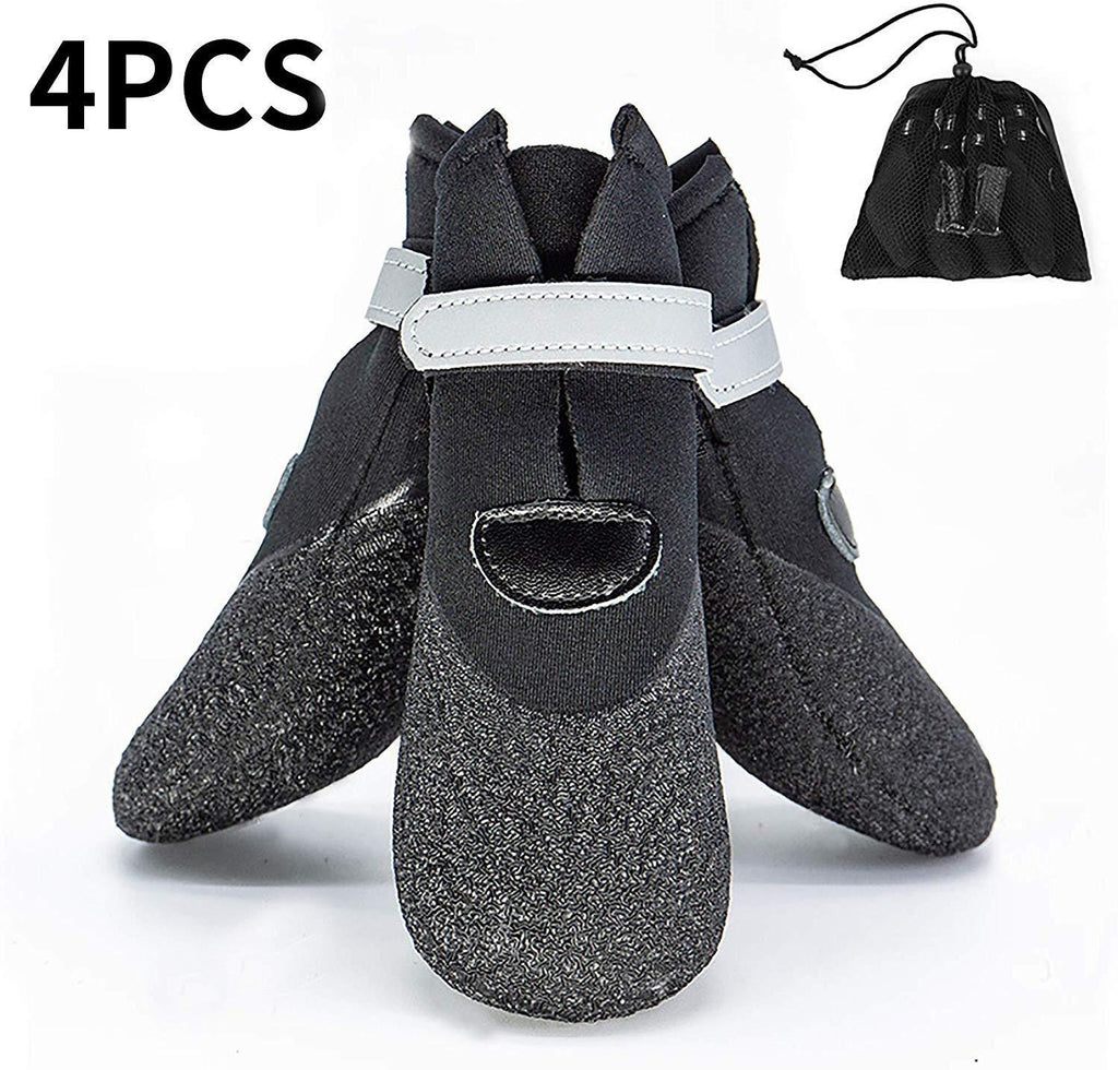 URBEST Dog Boots,Waterproof Rugged Pet Dog Shoes Puppy Rain Boots, Large Dog Boots Non Slip Black Rubber Sole Reflective Velcro Strap Breathable Paw Protectors,4 Pcs 4# - PawsPlanet Australia